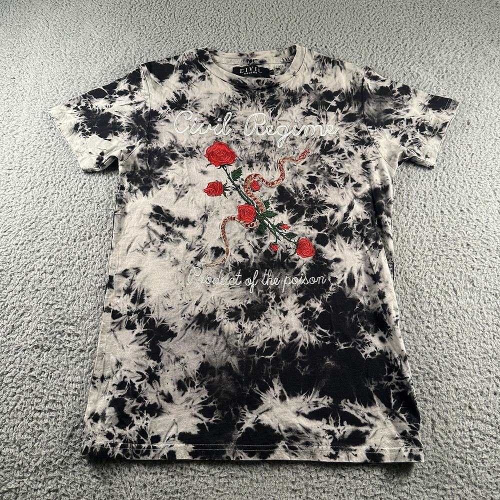 Civil Regime Shirt Mens S Black Tie Dye Snake Rose Graphic Cotton Tee Logo